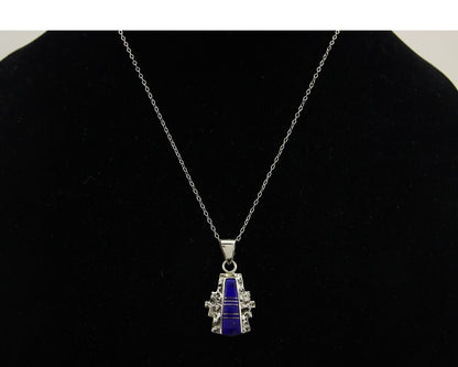 Navajo Necklace 925 Silver Natural Lapis Handmade Native American Artist C.80's