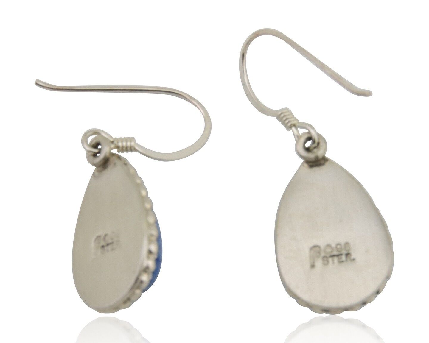 Navajo Earrings 925 Silver Blue Denim Lapis Artist Signed First Eagle C.80's