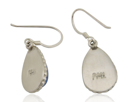 Navajo Earrings 925 Silver Blue Denim Lapis Artist Signed First Eagle C.80's