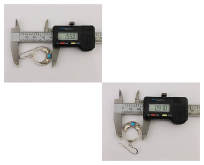 Navajo Handmade Dangle Earrings 925 Silver Blue Turquoise Native Artist C.80's