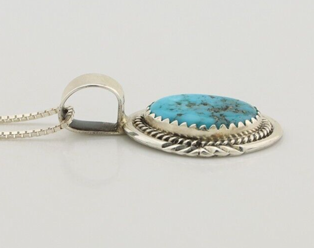 Navajo Necklace 925 Silver Blue Turquoise Artist Signed Anna Begay C.80s