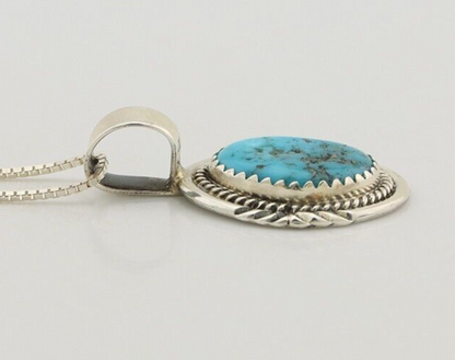 Navajo Necklace 925 Silver Blue Turquoise Artist Signed Anna Begay C.80s