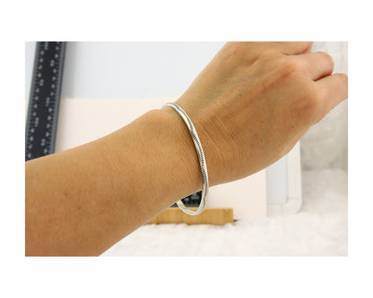Navajo Bangle Bracelet 925 Silver Hand Stamped Twist Native American Artist C80s