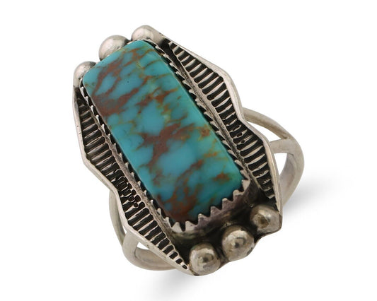 Navajo Ring 925 Silver Natural Blue Turquoise Artist Signed Doug Zachary C.80's