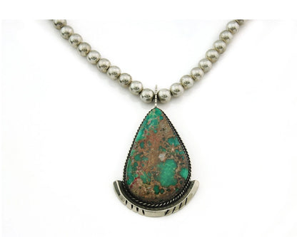 Navajo Necklace 925 Sterling Silver Turquoise Vintage 6mm 18in long C.80's
