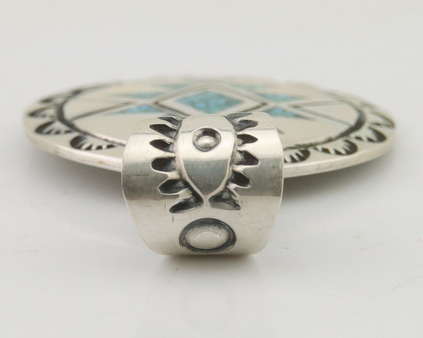 Navajo Necklace 925 Silver Natural Turquoise Artist Signed Stanley Bain C.80's