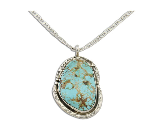 Navajo Necklace 925 Silver Blue Turquoise Artist Signed Fred Guerro C.80's