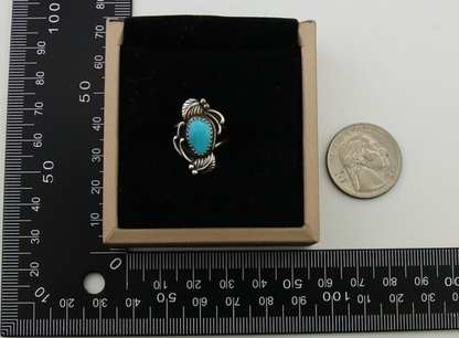 Navajo Ring 925 Sterling Silver Natural Turquoise Native American Artist C.80's