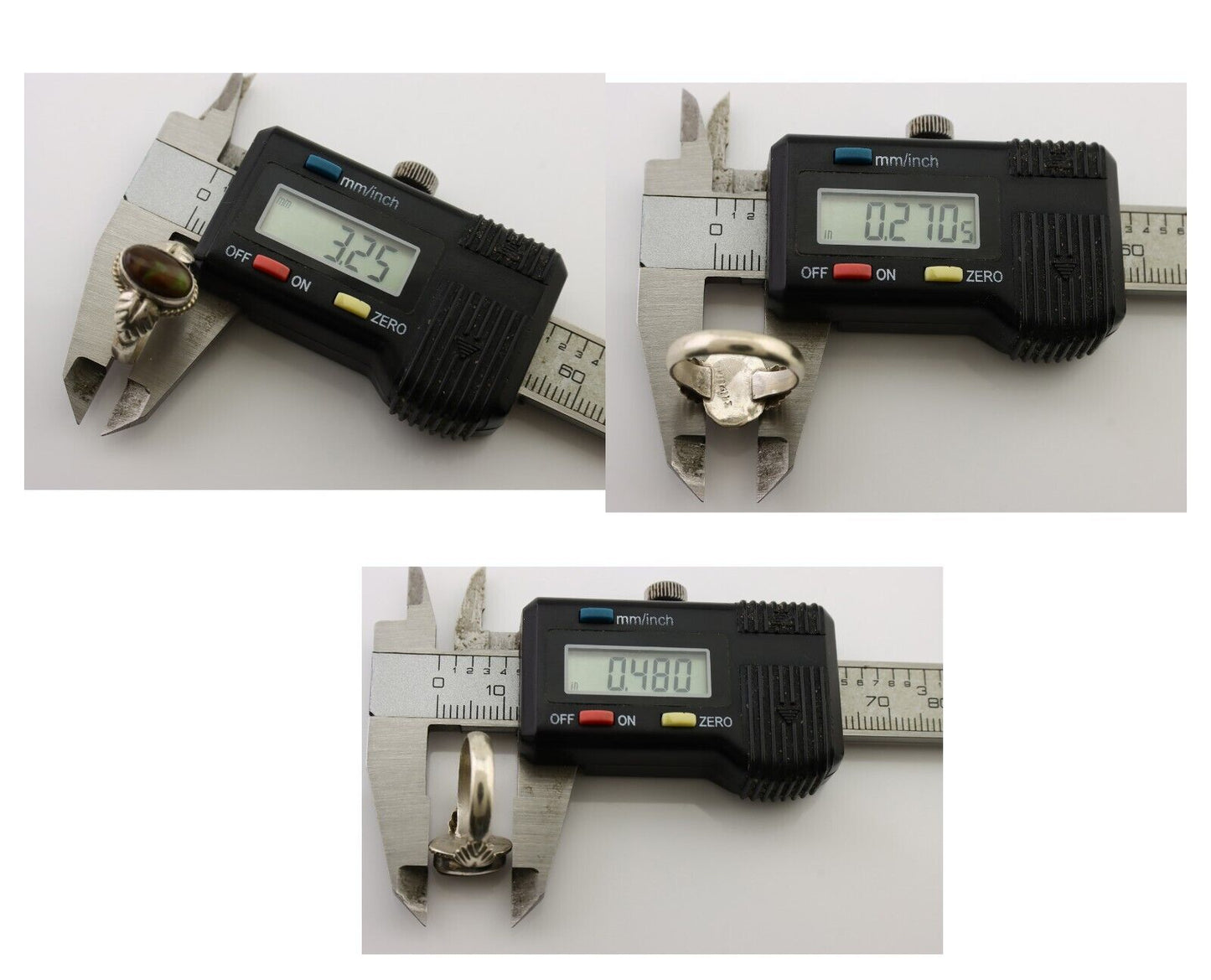 Navajo Handmade Ring 925 Silver Natural Fire Opal Native Artist Size 5.0 C.80's