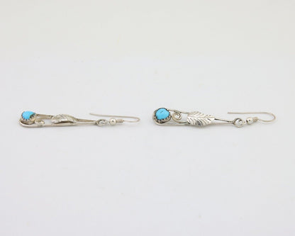 Navajo Dangle Earrings 925 Silver Natural Blue Turquoise Artist Signed JB C.80's