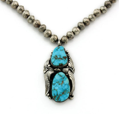 Navajo Necklace Sterling Silver Turquoise Vintage Signed Tom Willeto
