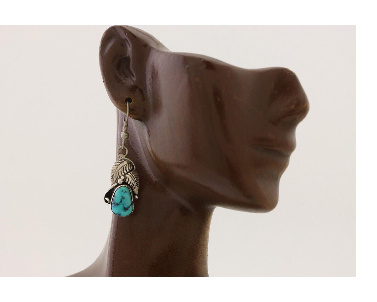 Navajo Handmade Earrings 925 Silver Natural Turquoise Native Artist C.80's