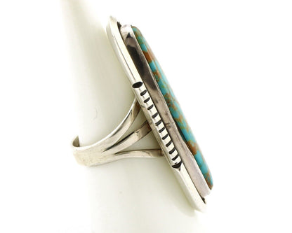 Navajo Ring 925 Silver Natural Mined Spiderweb Turquoise Artist Signed USA C.80s