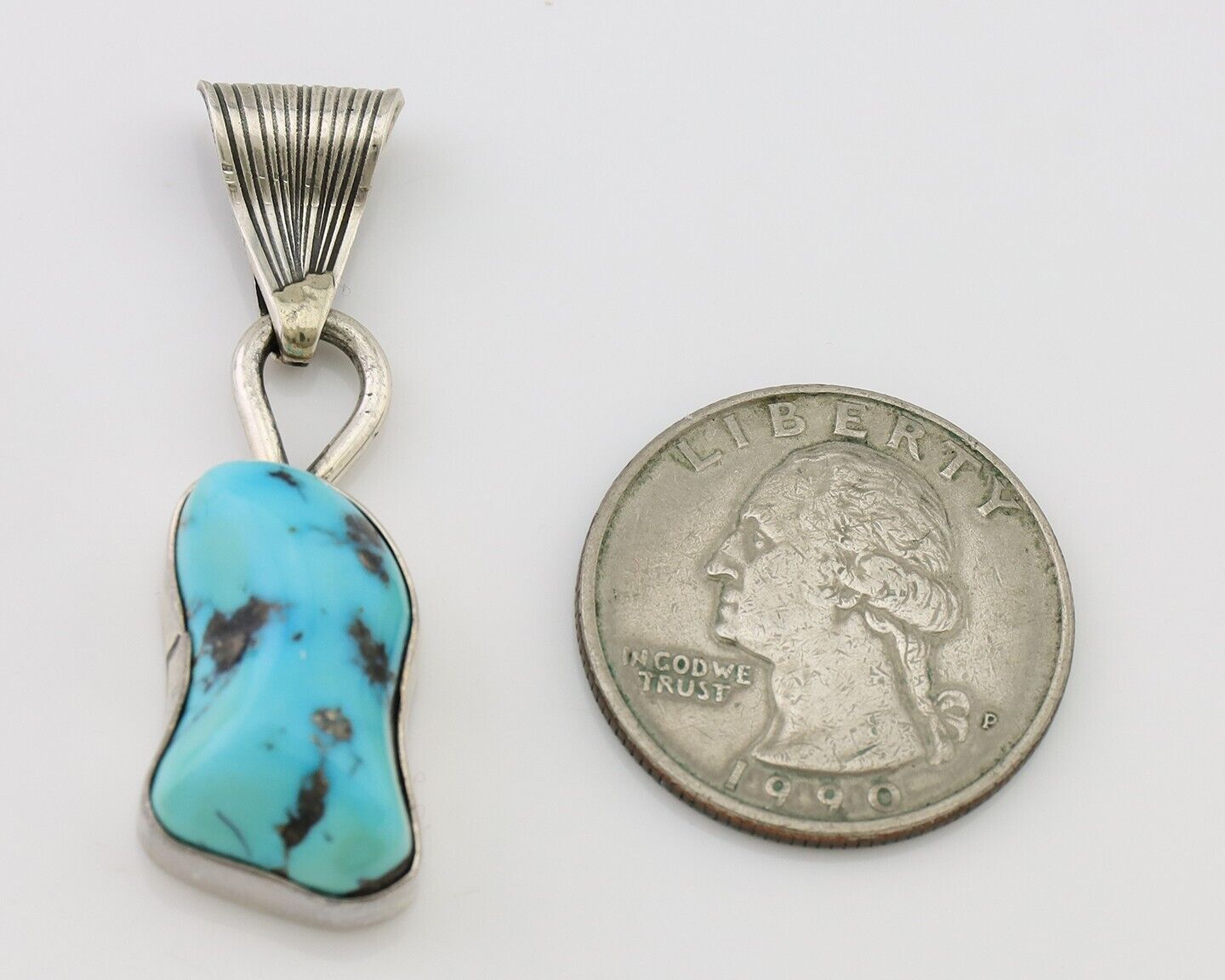 Navajo Necklace Pendant 925 Silver Turquoise Artist Tony Guerro C.80's