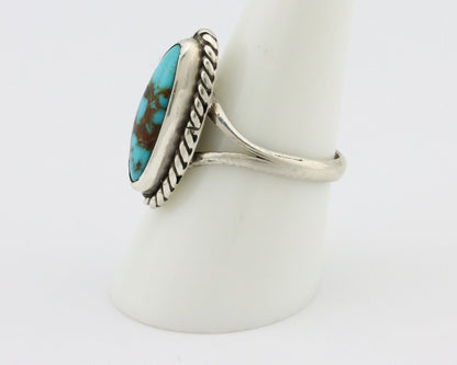 Navajo Ring 925 Silver Kingman Turquoise Native American Artist C.80's