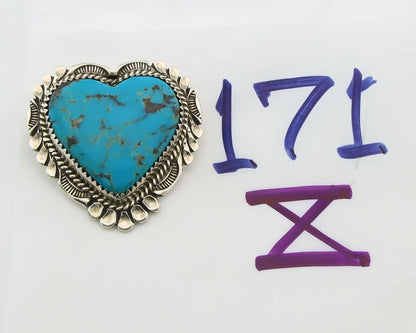 Navajo Handmade Pin Sterling Silver Turquoise Vintage Artist Signed W Denetdale