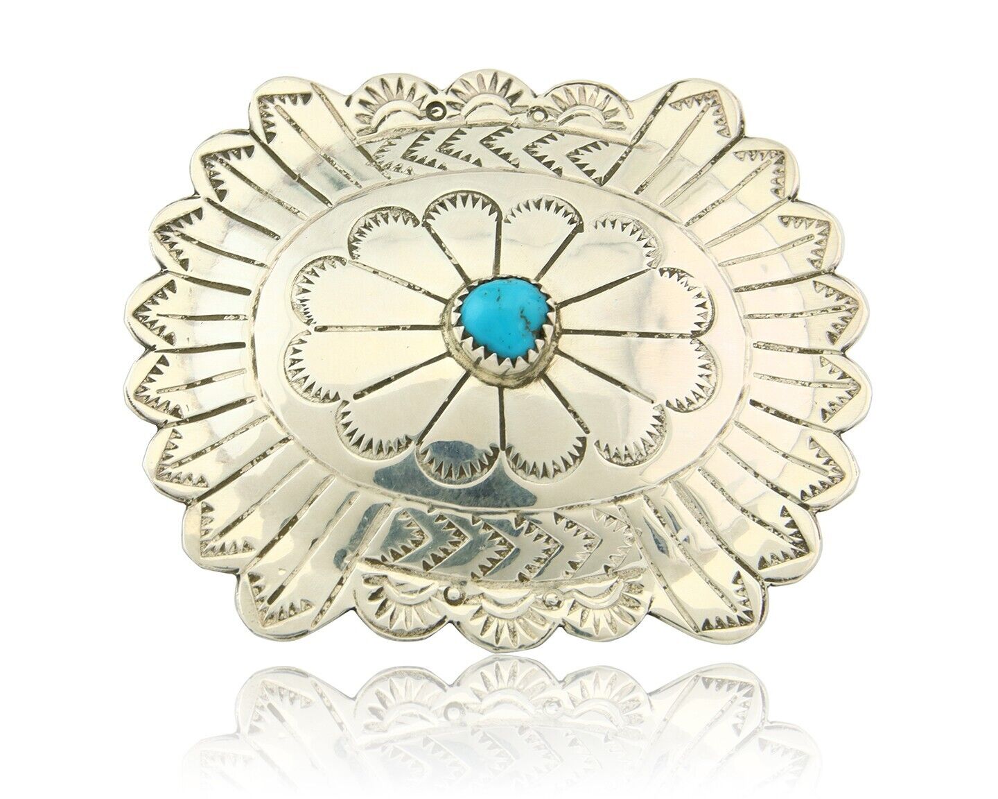 Navajo Belt Buckle 925 Sterling Silver Concho Native Artist 2x2.3 in C.80's