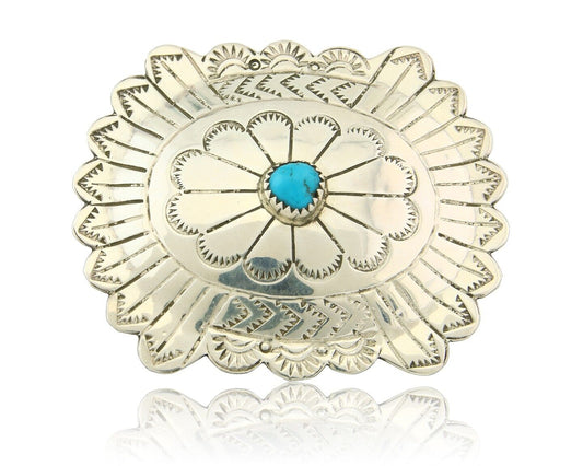 Navajo Belt Buckle 925 Sterling Silver Concho Native Artist 2x2.3 in C.80's