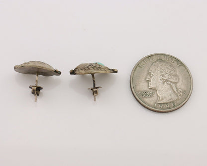 Navajo Earrings 925 Silver Natural Turquoise Native American Artist C.80's