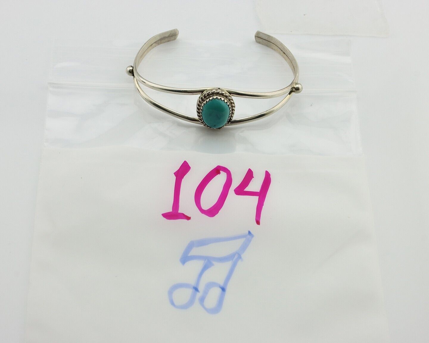 Navajo Bracelet 925 Silver Sleeping Beauty Turquoise Native Artist C.80's