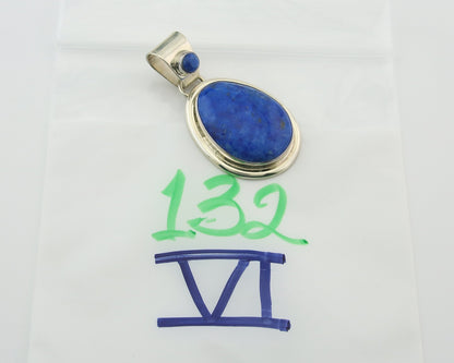 Navajo Sterling Silver Pendant Denim Lapis Authentic Vintage Signed M