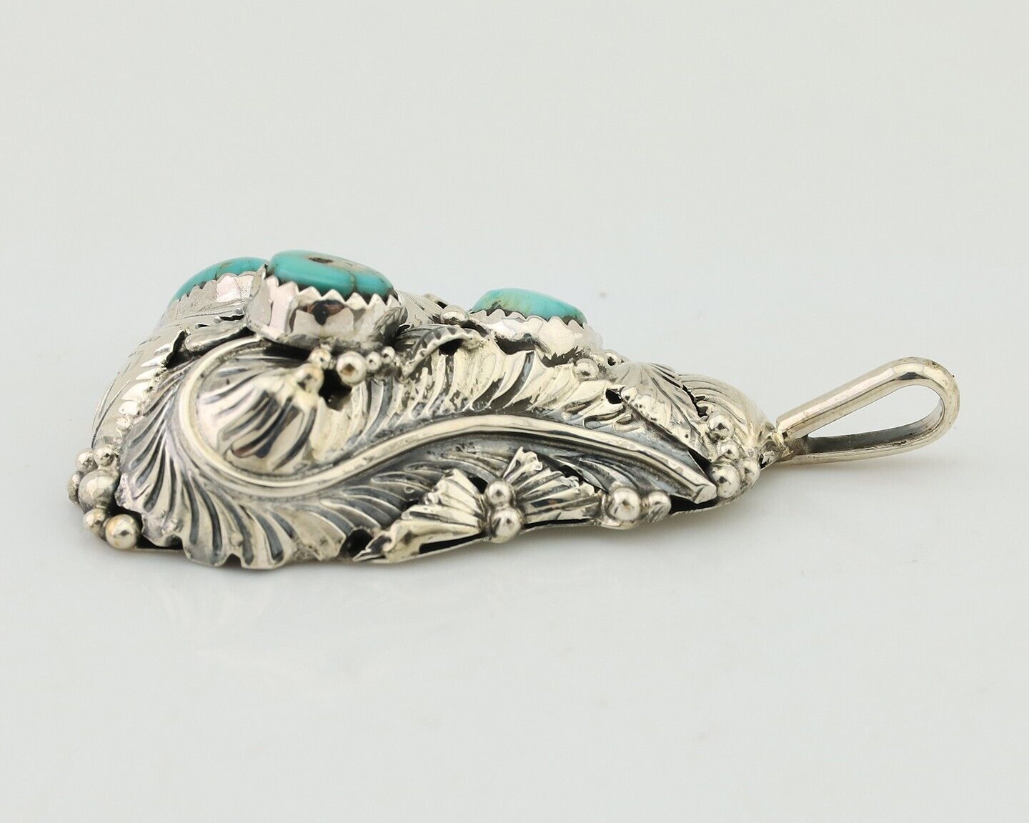 Navajo Pendant 925 Silver Natural Bisbee Turquoise Signed Tom Willeto C.80's