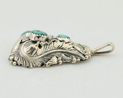 Navajo Pendant 925 Silver Natural Bisbee Turquoise Signed Tom Willeto C.80's