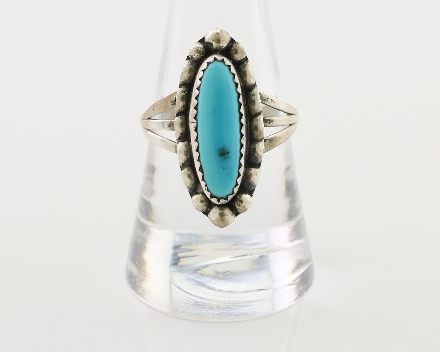 Navajo Ring 925 Silver Kingman Turquoise Artist Signed SC Size 9.0 C.80's