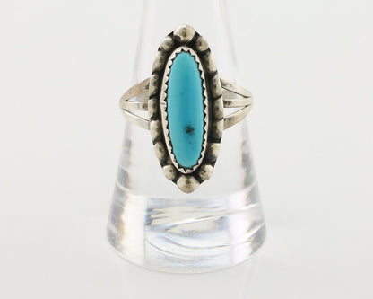 Navajo Ring 925 Silver Kingman Turquoise Artist Signed SC Size 9.0 C.80's