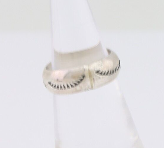 Navajo Hand Stamped Band 925 Silver 6.0 mm Signed Larry Chavez Size 5.0 C.80's