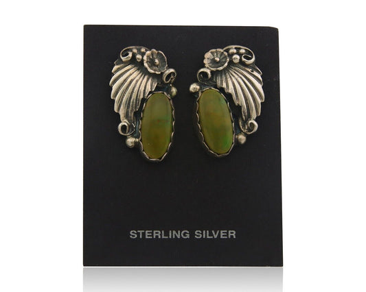 Navajo Earrings 925 Silver Natural Turquoise Native American Artist C.80's