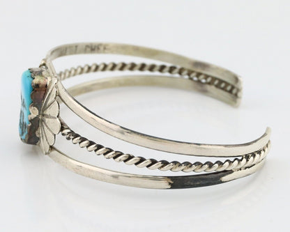 Navajo Bracelet 925 Silver Sleeping Beauty Turquoise Artist Signed LT CHEE C80s