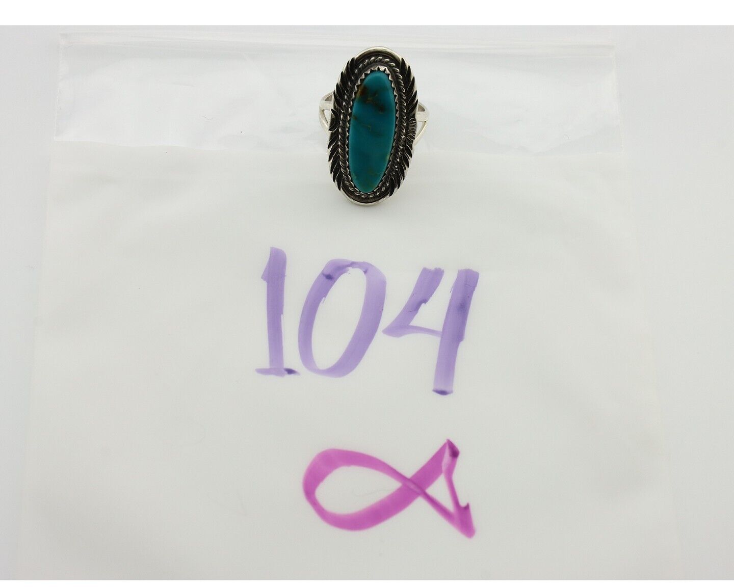 Navajo Ring 925 Silver Natural Turquoise Native Artist Signed USA C.80's