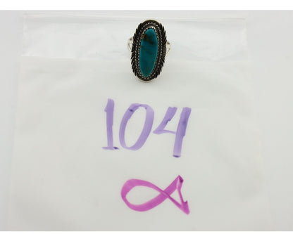 Navajo Ring 925 Silver Natural Turquoise Native Artist Signed USA C.80's