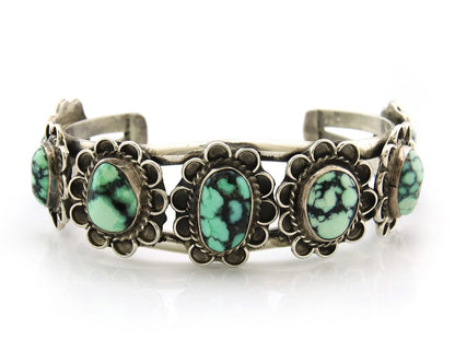 Navajo Cuff Bracelet Sterling Silver Natural Damele Turquoise Vintage Handmade