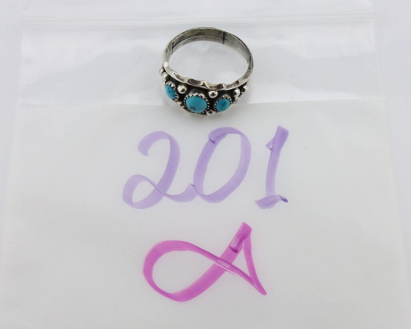 Navajo Ring 925 Silver Blue Turquoise Artist Signed SkyStone Creations C.80's
