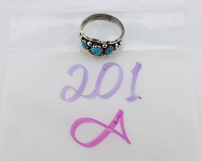 Navajo Ring 925 Silver Blue Turquoise Artist Signed SkyStone Creations C.80's