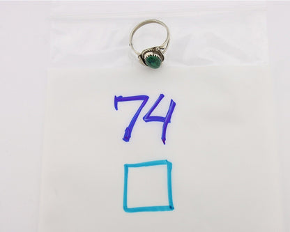 Navajo Ring 925 Silver Natural Malachite Artist Signed Justin Morris C.80's