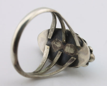 Navajo Ring .925 Silver Sleeping Beauty Turquoise Signed SkyStone Creations C80s
