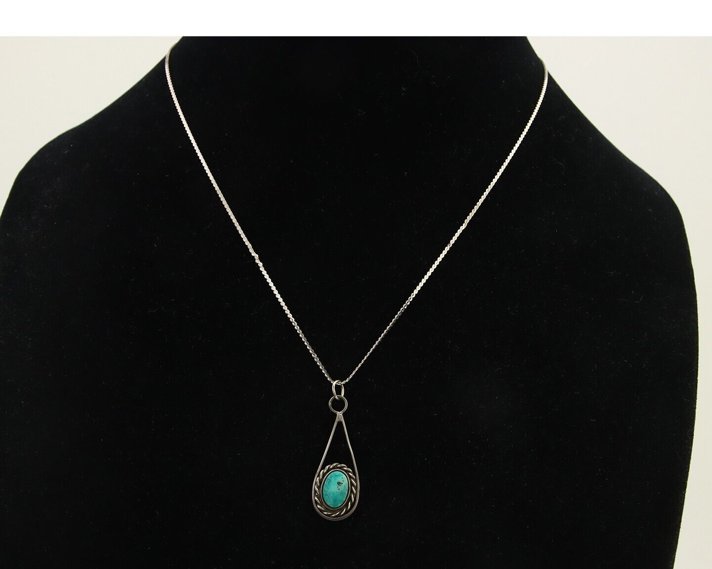 Navajo Necklace 925 Silver Natural Turquoise Artist Native American C.80's