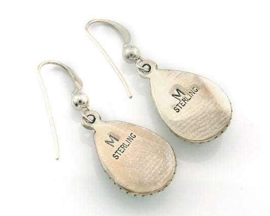Navajo Earrings Sterling Silver Natural Turquoise Vintage Signed M