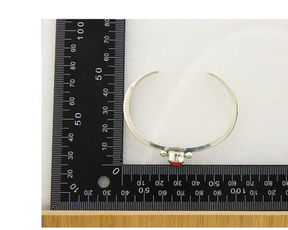 Navajo Bracelet .925 Silver Mediterranean Red Coral Cuff Native Artist C.80's