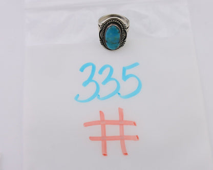 Navajo Ring 925 Silver Natural Blue Turquoise Artist Signed M BEGAY C.80's