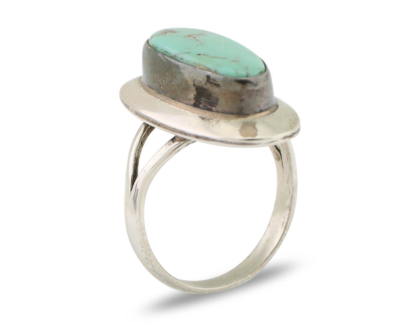 Navajo Ring 925 Silver Kingman Turquoise Artist Signed Kachina C.80's