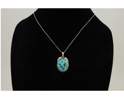 Navajo Necklace 925 Silver Sleeping Beauty Turquoise Signed Justin Morris C.90's
