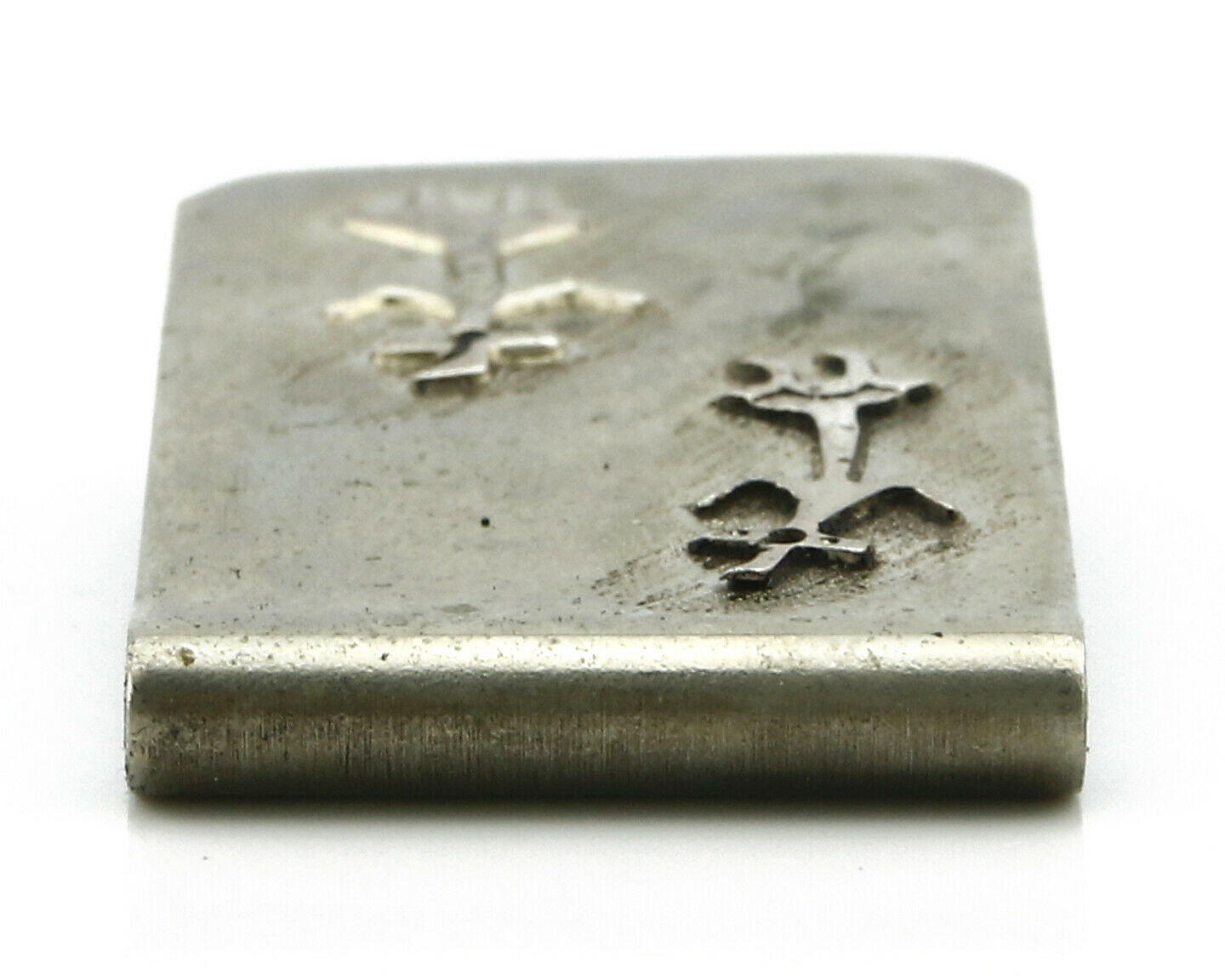 Navajo Money Clip .925 Silver & Nickle Hand Stamped Artist RB C.80's