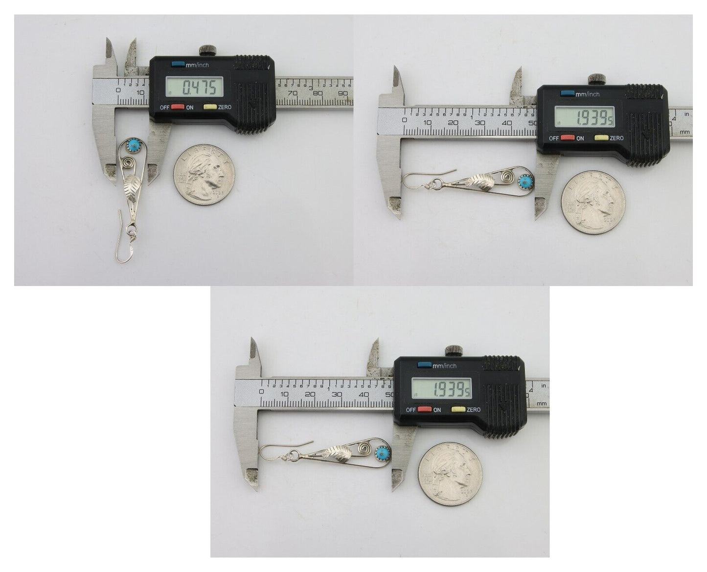 Navajo Dangle Earrings 925 Silver Natural Blue Turquoise Artist Signed JB C.80's