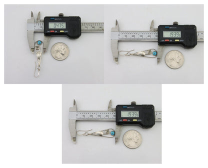 Navajo Dangle Earrings 925 Silver Natural Blue Turquoise Artist Signed JB C.80's