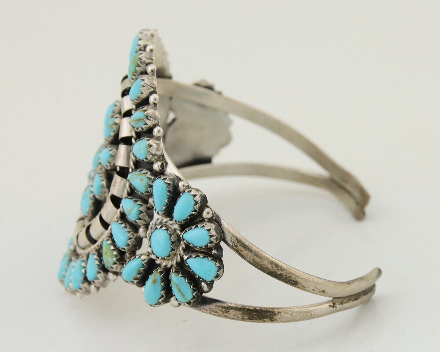 Navajo Bracelet 925 Silver Natural Blue Turquoise Signed Mathilda Benally C.80's