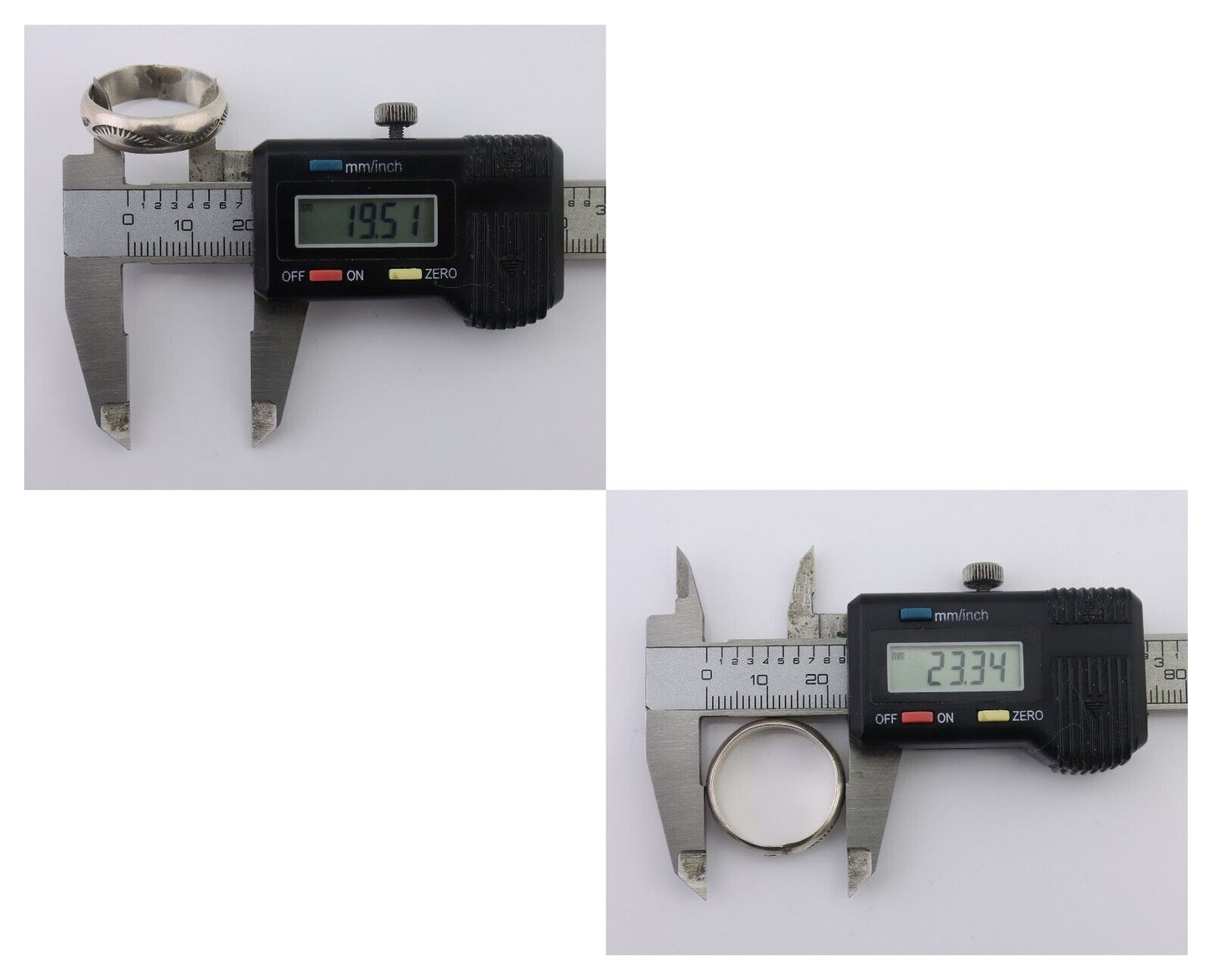 Navajo Hand Stamped Band 925 Silver 6.0 mm Signed Larry Chavez Size 9.75 C.80's